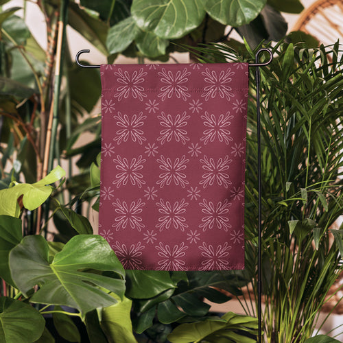 Burgundy Daisy Garden Flag mockup 1 pattern preview
