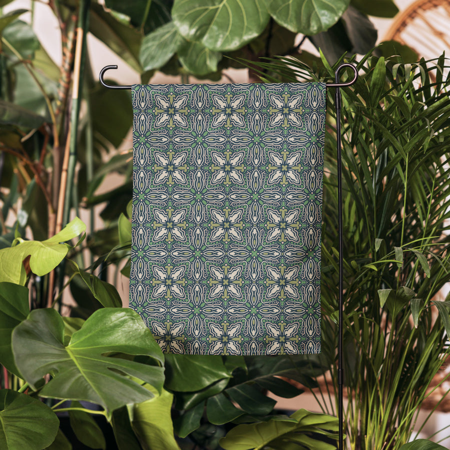 Midnight Folk Tile Garden Flag mockup 1