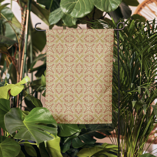 Golden Damask Tile Garden Flag mockup 1 pattern preview