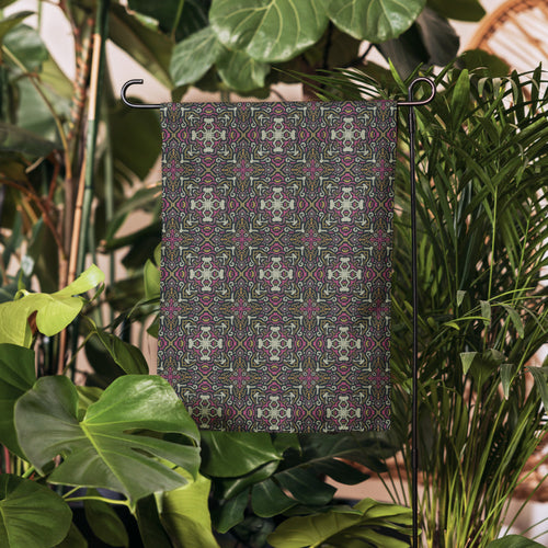 Psychedelic Damask Garden Flag mockup 1 pattern preview