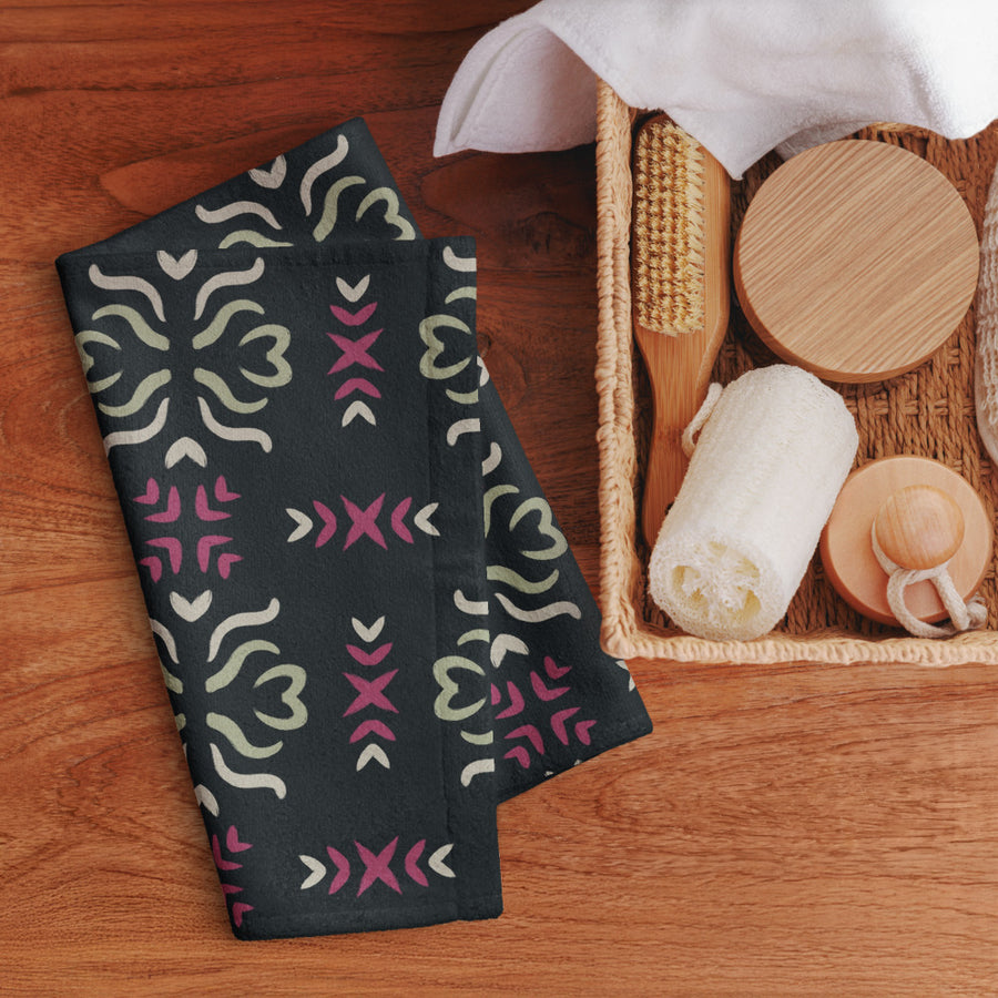 Sage Heart Cross Hand Towel mockup 1