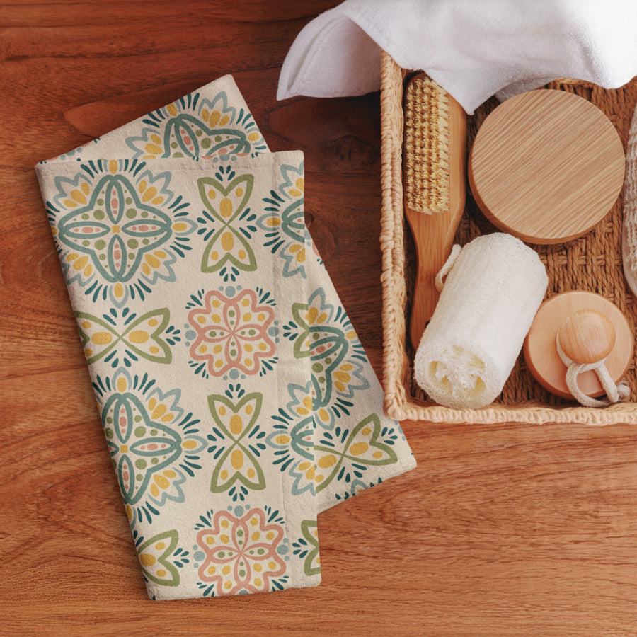 Picnik Lotus Hand Towel mockup 1