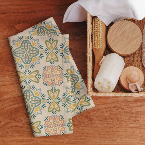 Picnik Lotus Hand Towel mockup 1 pattern preview