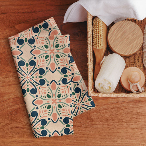 Garden Navy Hand Towel mockup 1 pattern preview