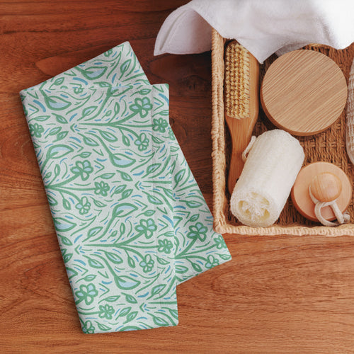 Teal Vine Damask Hand Towel mockup 1 pattern preview
