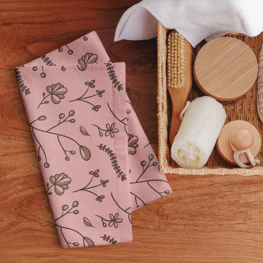 Mocha Sprig Hand Towel mockup 1
