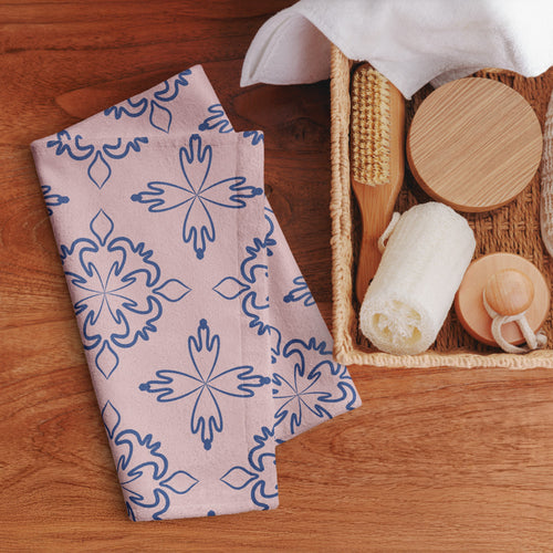 Cobalt Tulip Hand Towel mockup 1 pattern preview