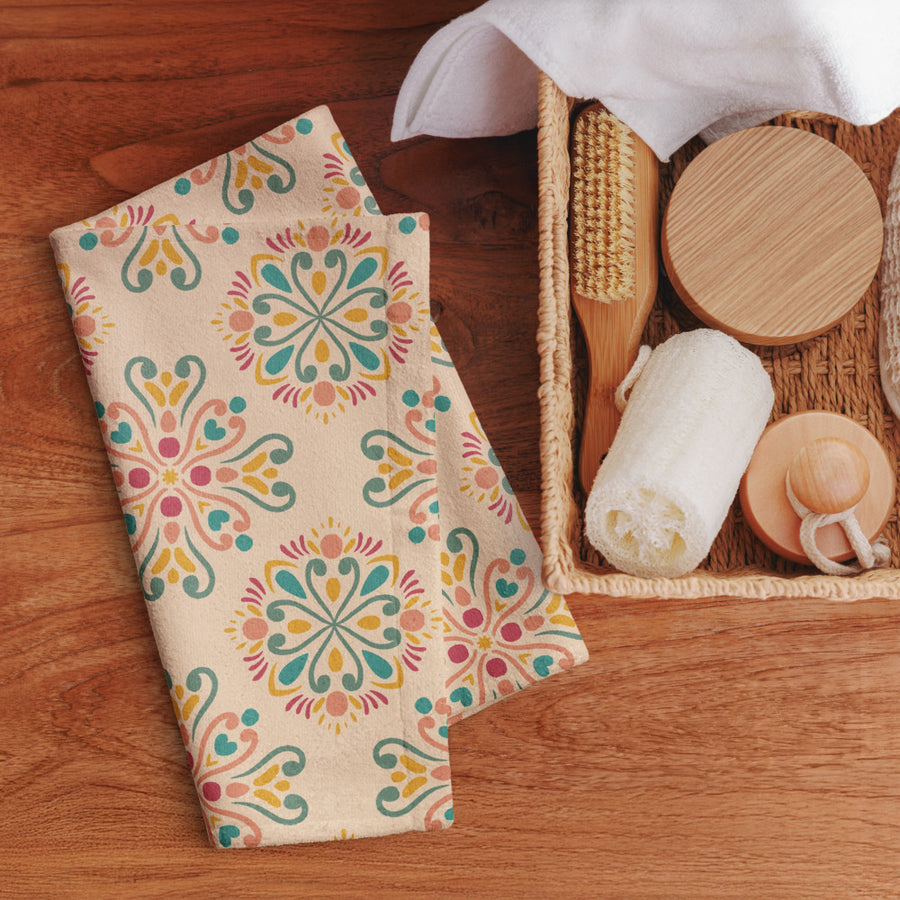 Festival Medallion Hand Towel mockup 1