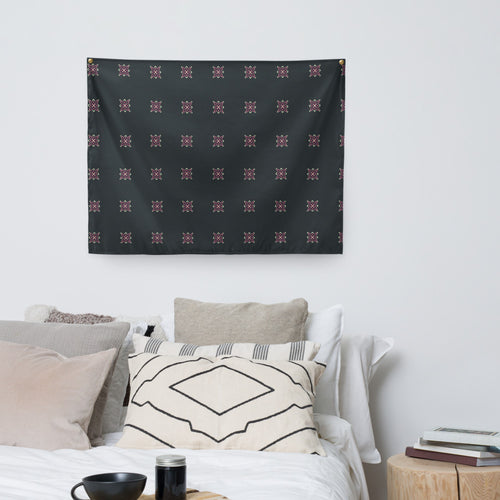 Pink Dot Flower Wall Tapestry mockup 1 pattern preview