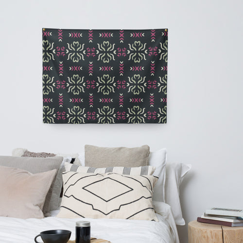 Sage Heart Cross Wall Tapestry mockup 1 pattern preview