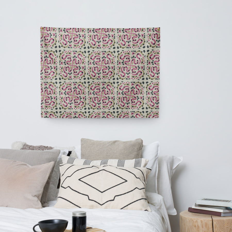 Serpentine Tile Wall Tapestry mockup 1