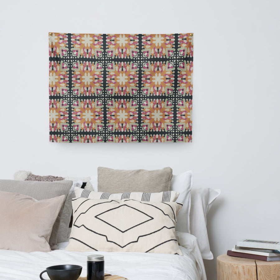 Inkblot Medallion Wall Tapestry mockup 1