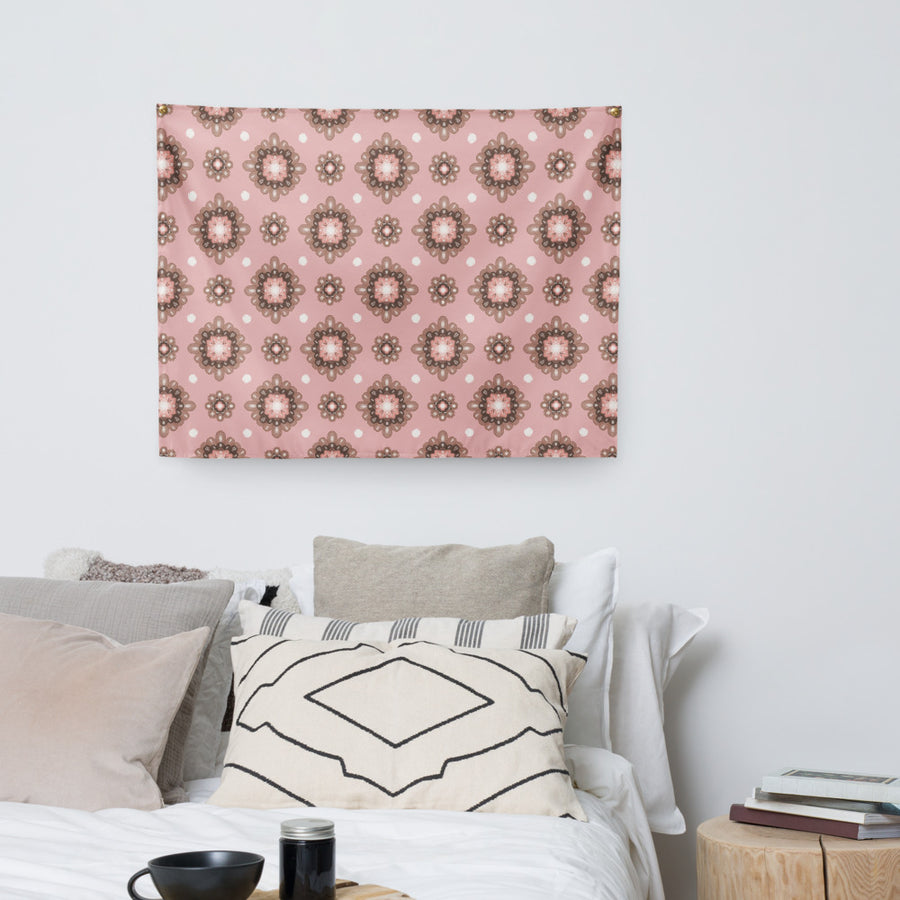 Mocha Medallion Wall Tapestry mockup 1