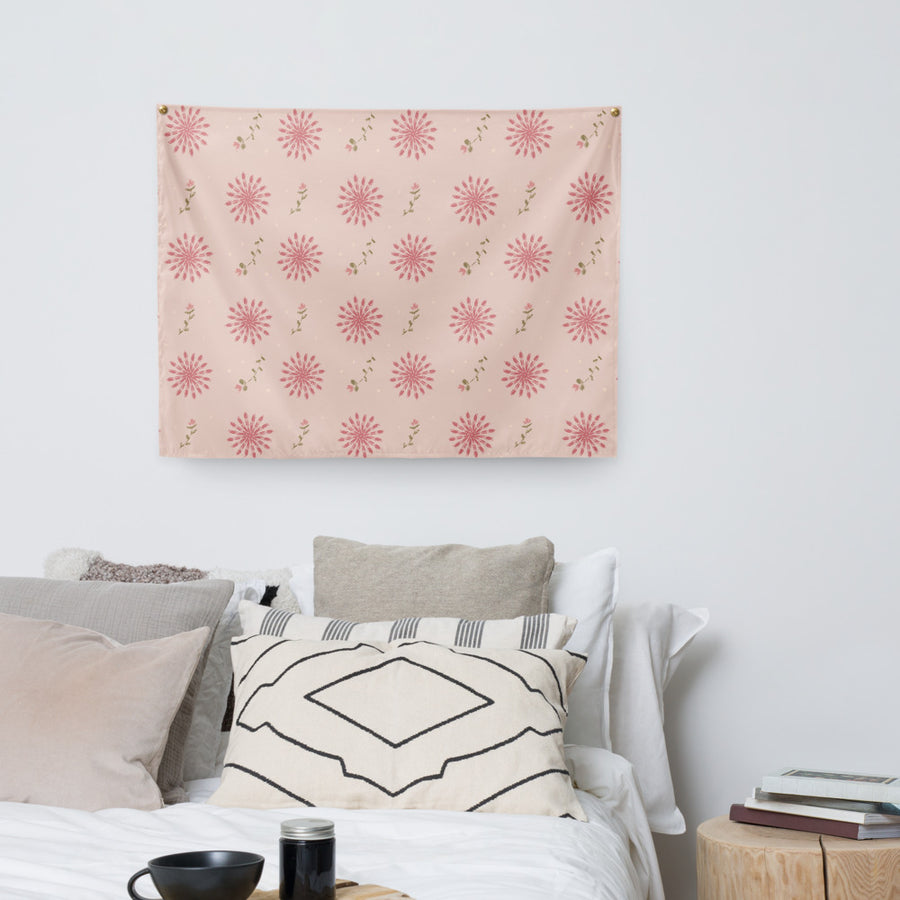 Delicate Romance 4 Wall Tapestry mockup 1