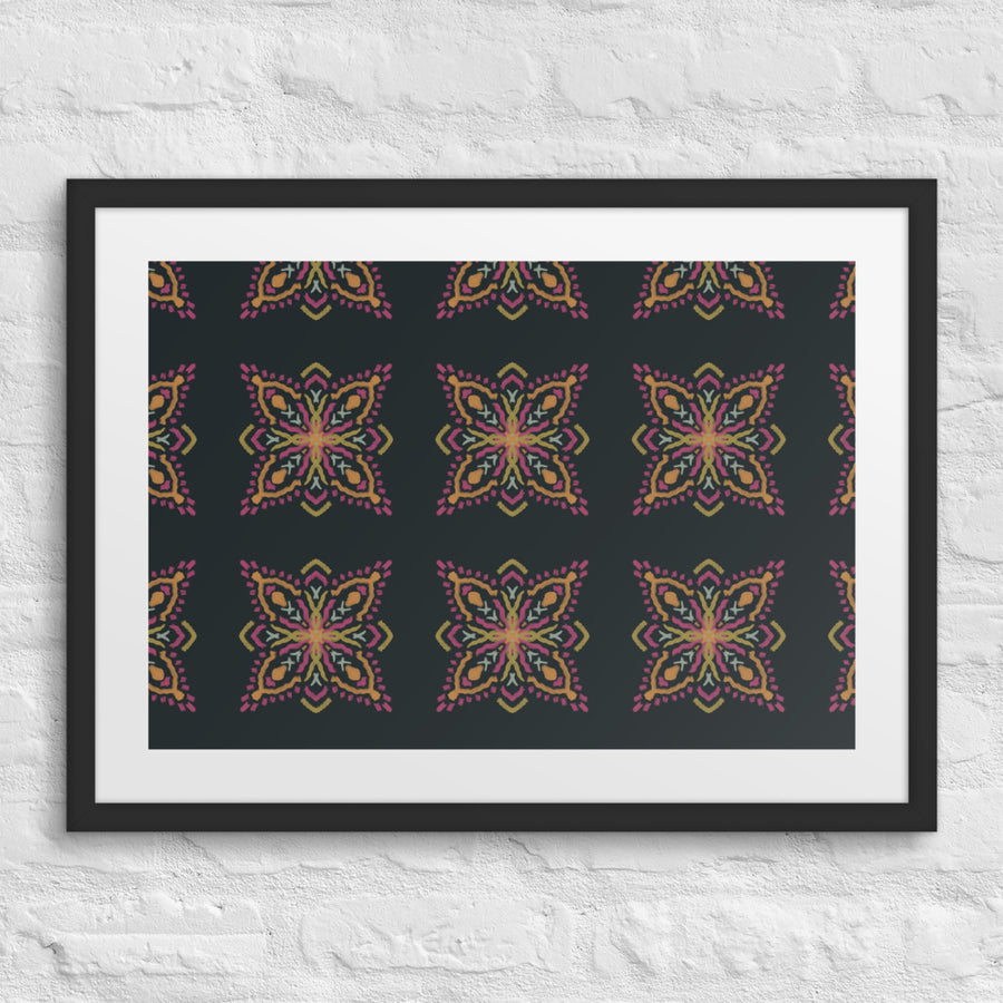 Golden Ikat Star Matted Framed Poster mockup 1