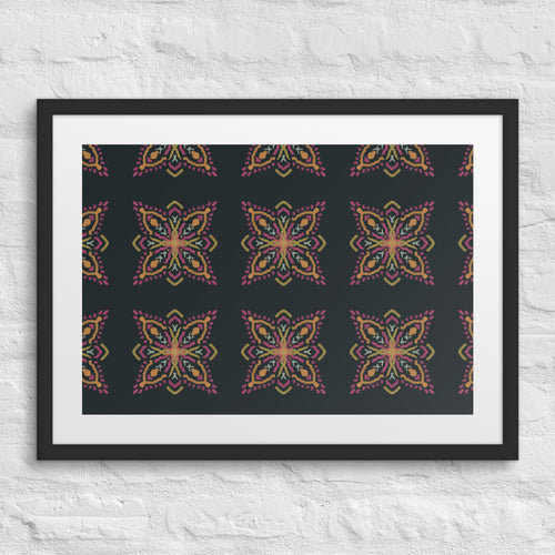Golden Ikat Star Matted Framed Poster mockup 1 pattern preview