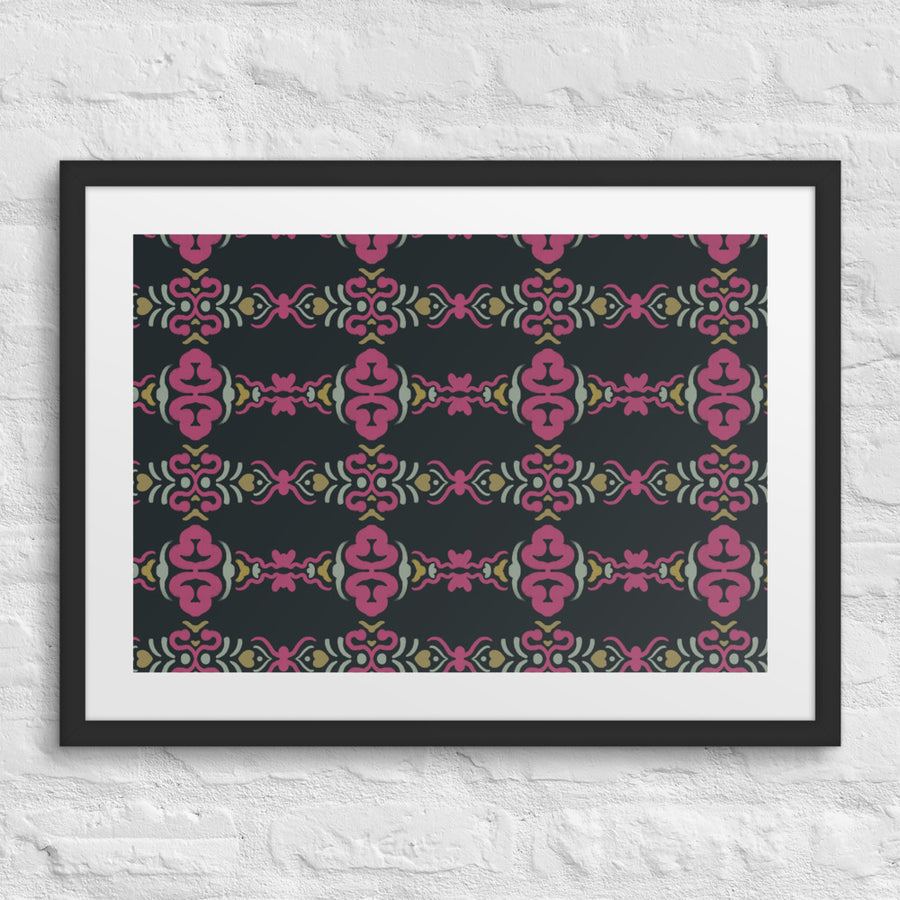 Magenta Baroque Matted Framed Poster mockup 1