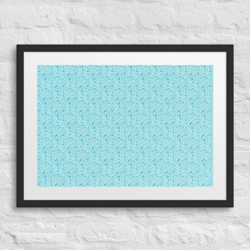 Aqua Vine Scatter Matted Framed Poster mockup 1 pattern preview