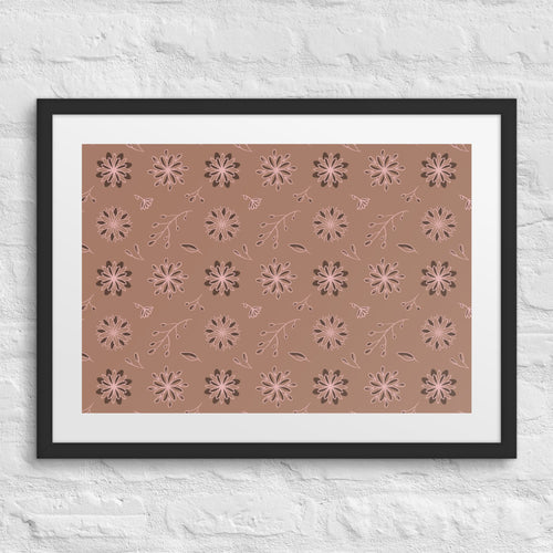 Mocha Botanical Matted Framed Poster mockup 1 pattern preview