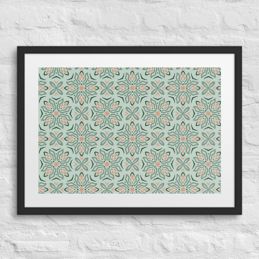 Mint Botanical Matted Framed Poster mockup 1