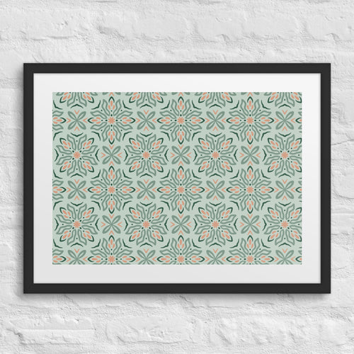 Mint Botanical Matted Framed Poster mockup 1 pattern preview