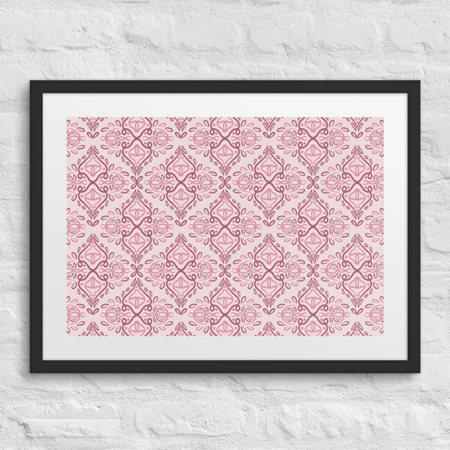 Rose Damask Matted Framed Poster mockup 1