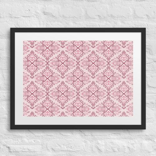 Rose Damask Matted Framed Poster mockup 1 pattern preview