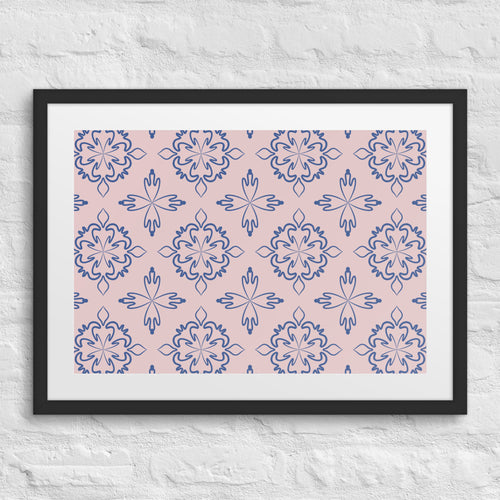 Cobalt Tulip Matted Framed Poster mockup 1 pattern preview