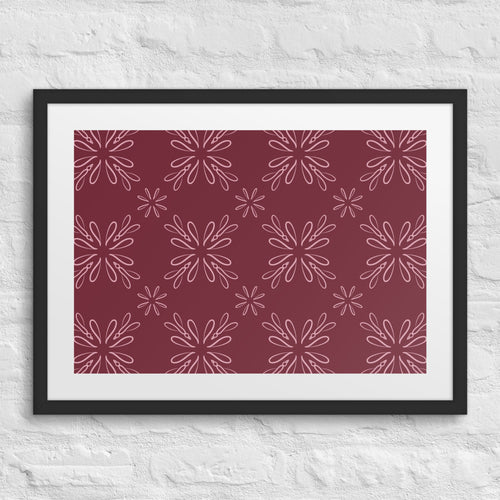 Burgundy Daisy Matted Framed Poster mockup 1 pattern preview