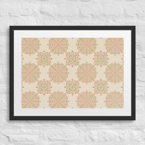 Peach Paisley Tile Matted Framed Poster mockup 1 pattern preview