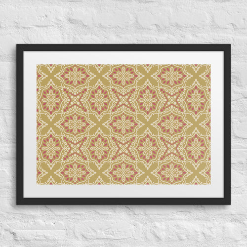 Golden Damask Tile Matted Framed Poster mockup 1 pattern preview