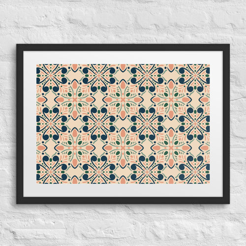 Garden Navy Matted Framed Poster mockup 1 pattern preview