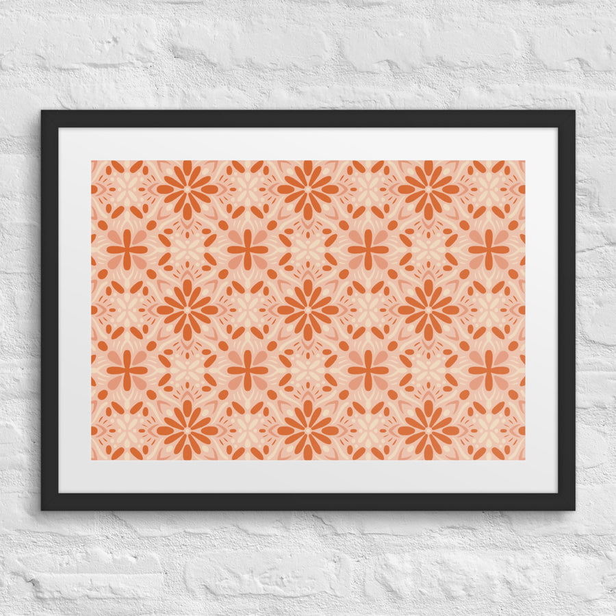 Peach Tonal Bloom Matted Framed Poster mockup 1