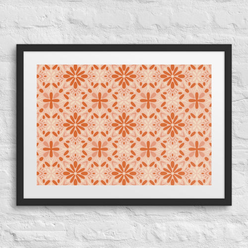 Peach Tonal Bloom Matted Framed Poster mockup 1 pattern preview