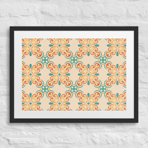 Citrus Tile Matted Framed Poster mockup 1 pattern preview