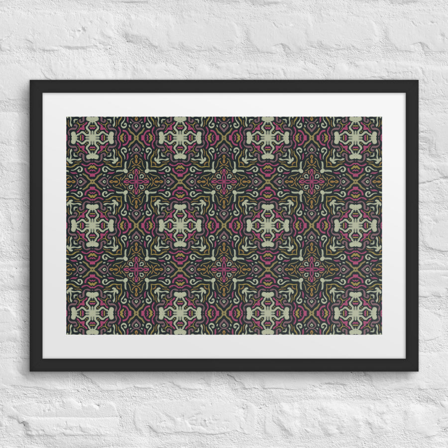 Psychedelic Damask Matted Framed Poster mockup 1