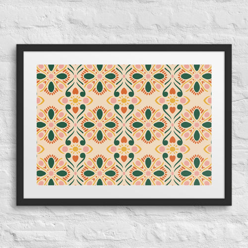 Sunheart Tile Matted Framed Poster mockup 1 pattern preview
