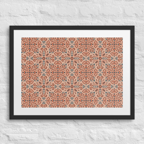 Terracotta Navy Tile Matted Framed Poster mockup 1 pattern preview