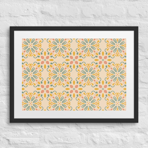 Folk Cross Tile Matted Framed Poster mockup 1 pattern preview