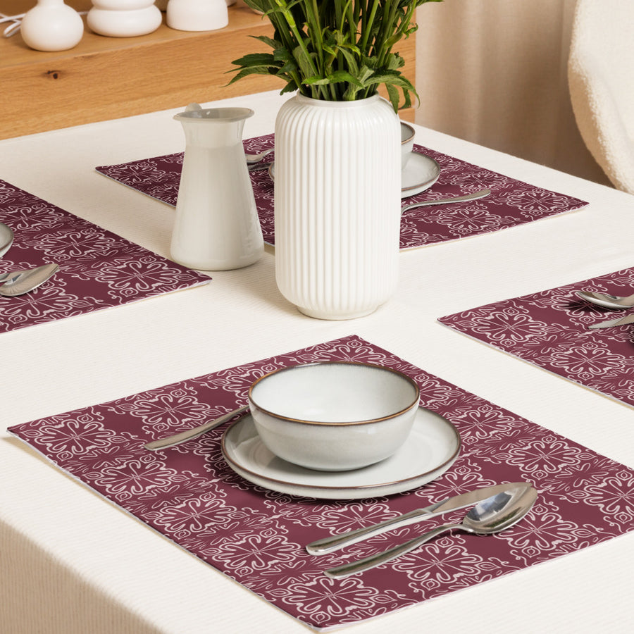 Crimson Garden Placemat Set mockup 1