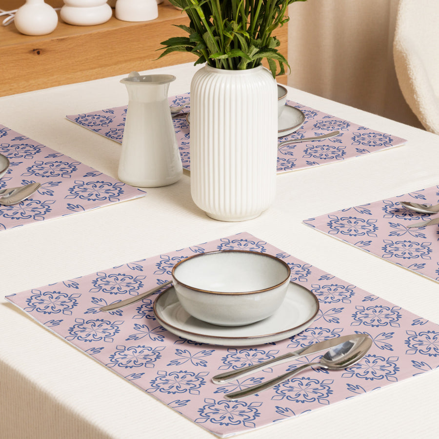 Cobalt Tulip Placemat Set mockup 1