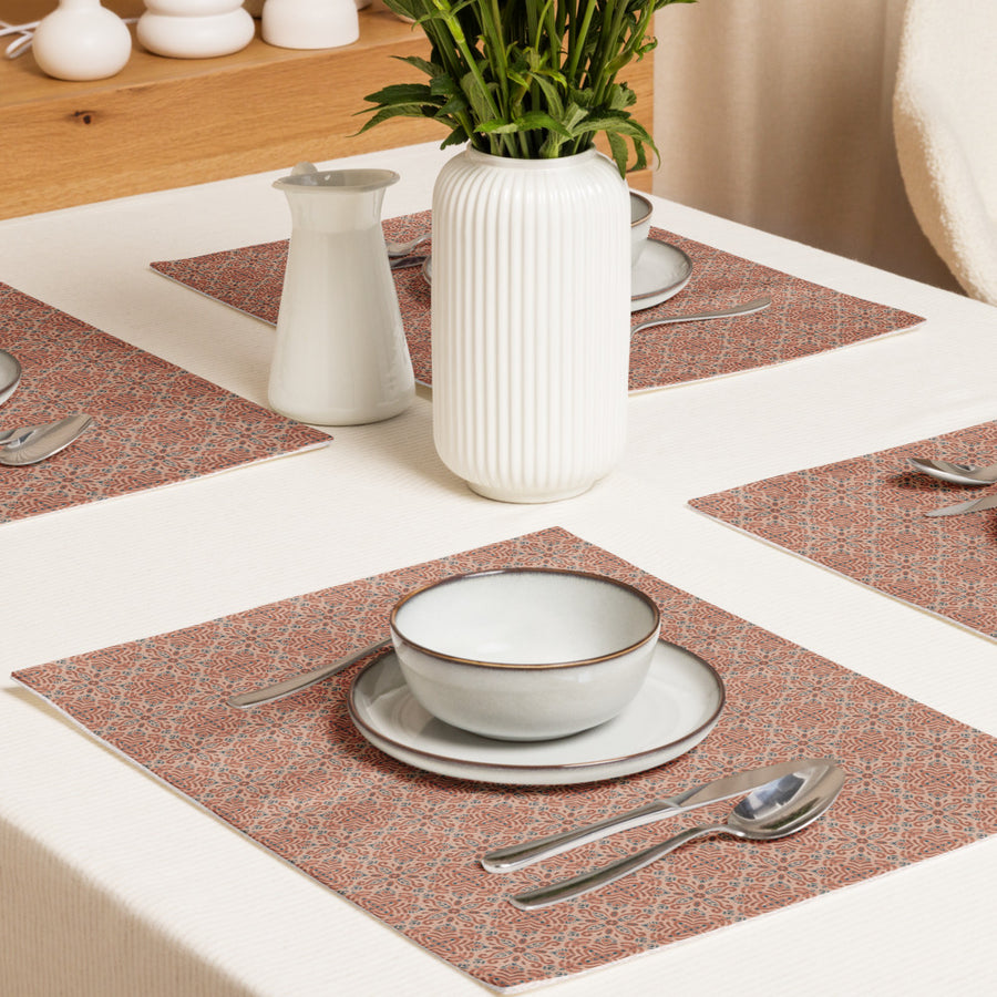Terracotta Navy Tile Placemat Set mockup 1