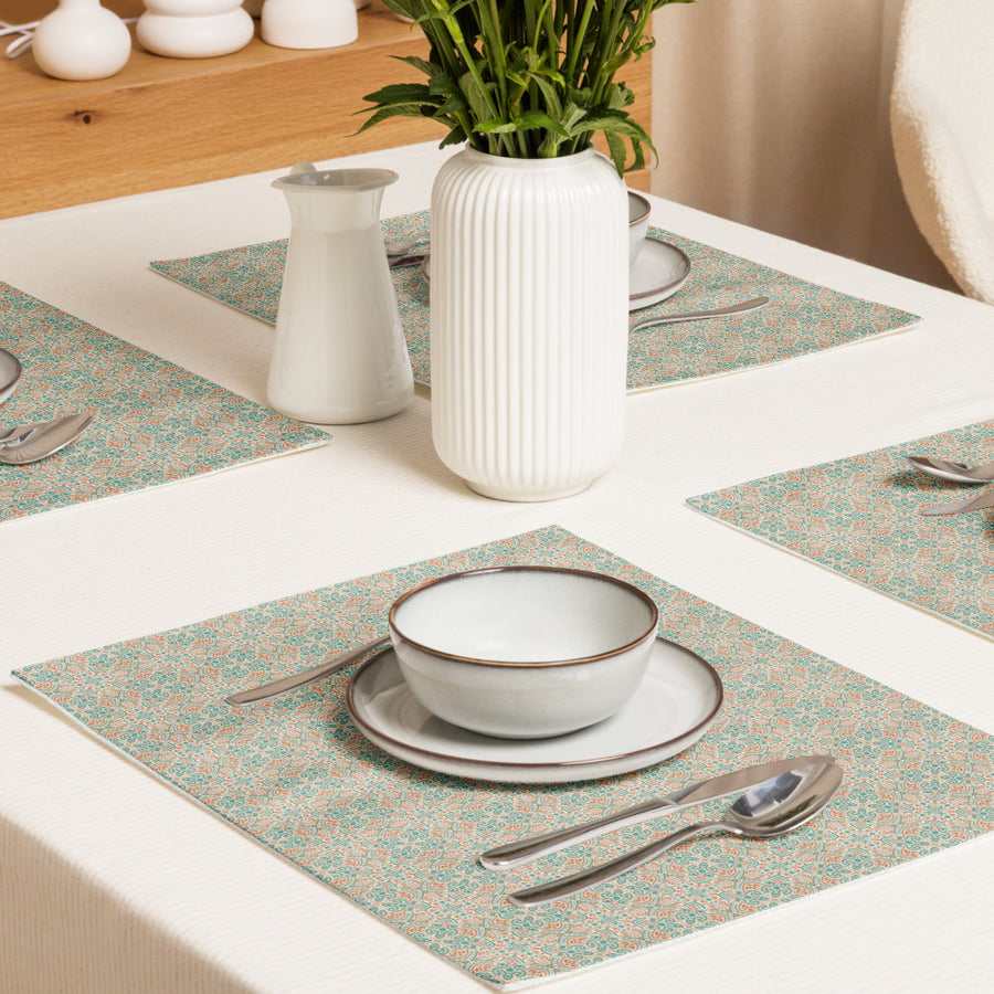 Teal Scroll Tile Placemat Set mockup 1