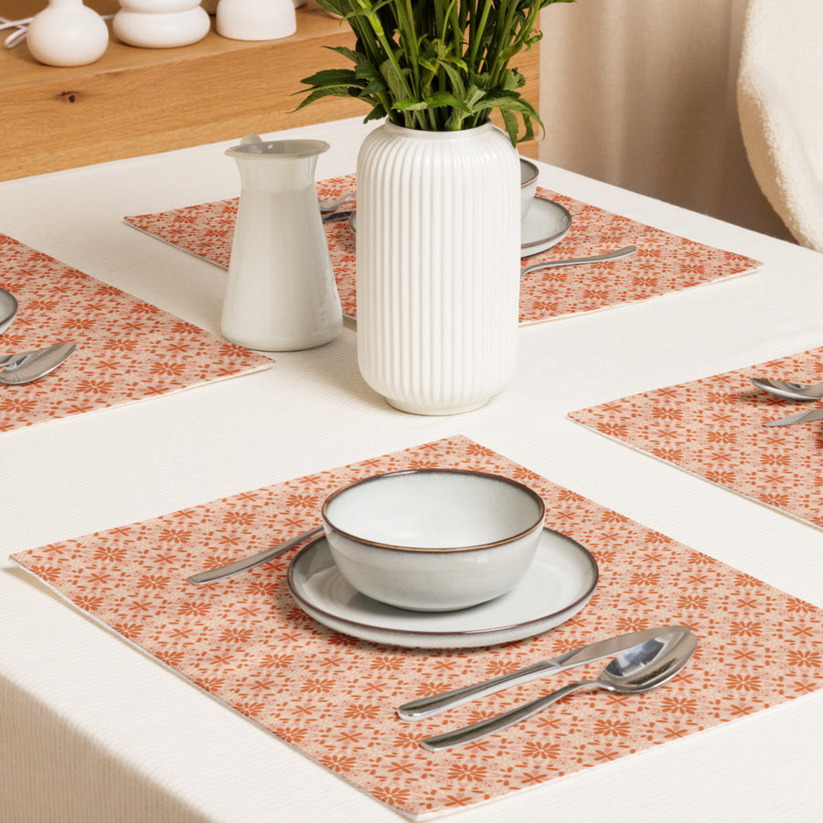 Peach Tonal Bloom Placemat Set mockup 1