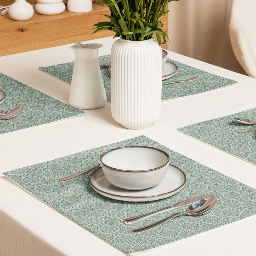 Mint Botanical Placemat Set mockup 1