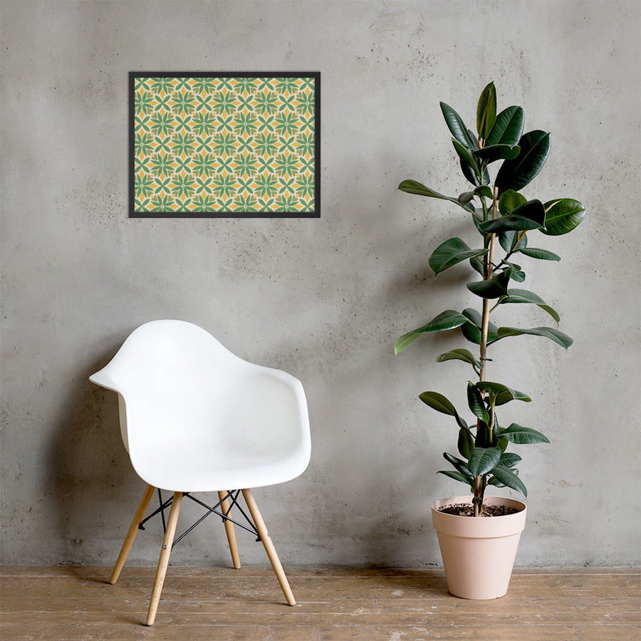 Green Petal Tile Framed Photo Poster mockup 1