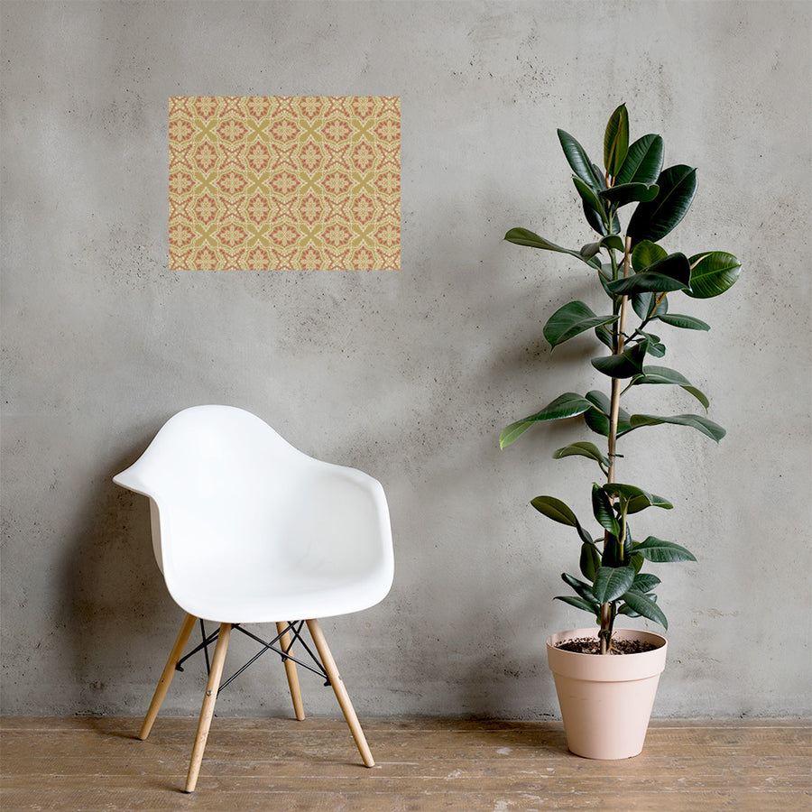 Golden Damask Tile Photo Poster mockup 1