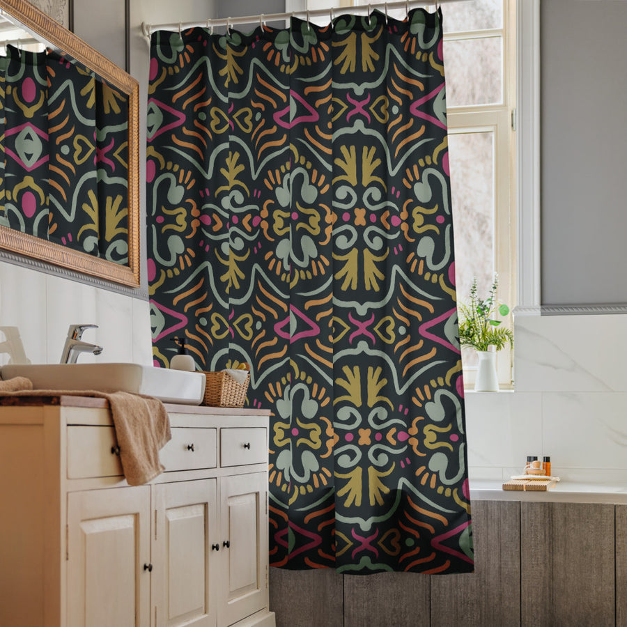 Dark Folk Eye Shower Curtain mockup 1
