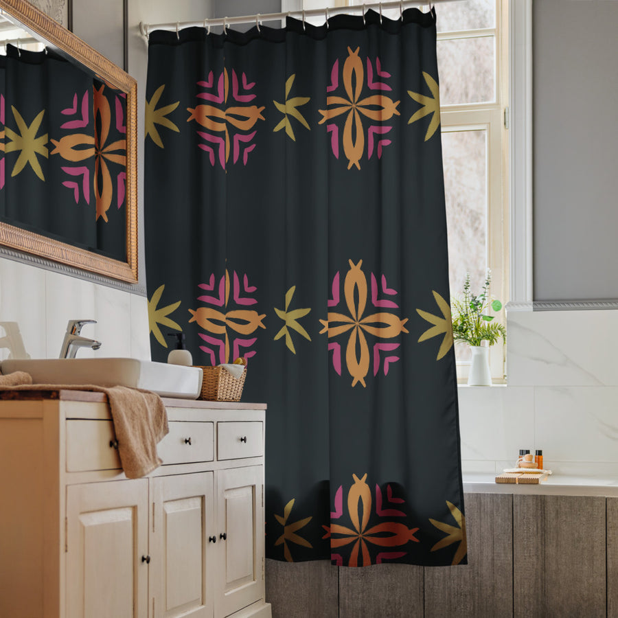 Disco Star Scatter Shower Curtain mockup 1