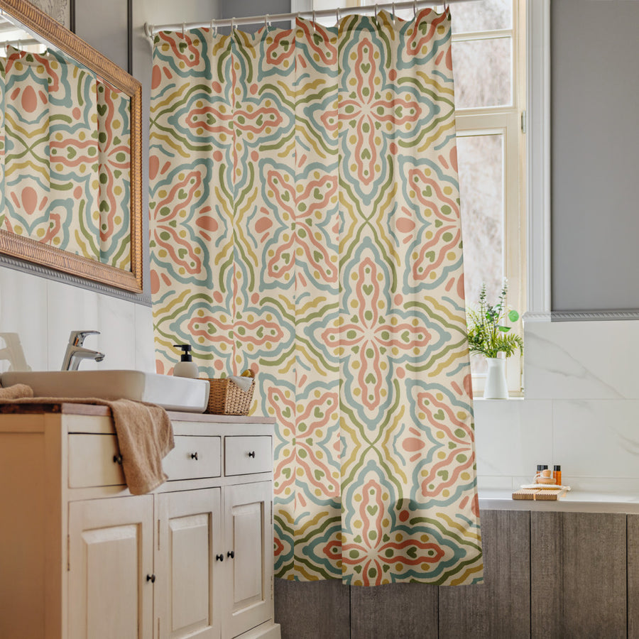 Butterfly Wave Shower Curtain mockup 1